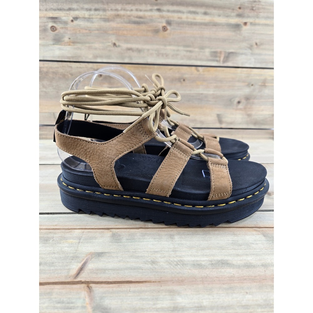 Dr. Martens Nartilla Tan Tumbled Nubuck Leather Gladiator Sandals Womens 9 NEW